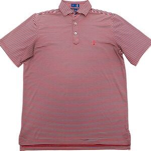 Stitch Golf Mens Polo Shirt Red White Blue Stripe Short Sleeve Size S